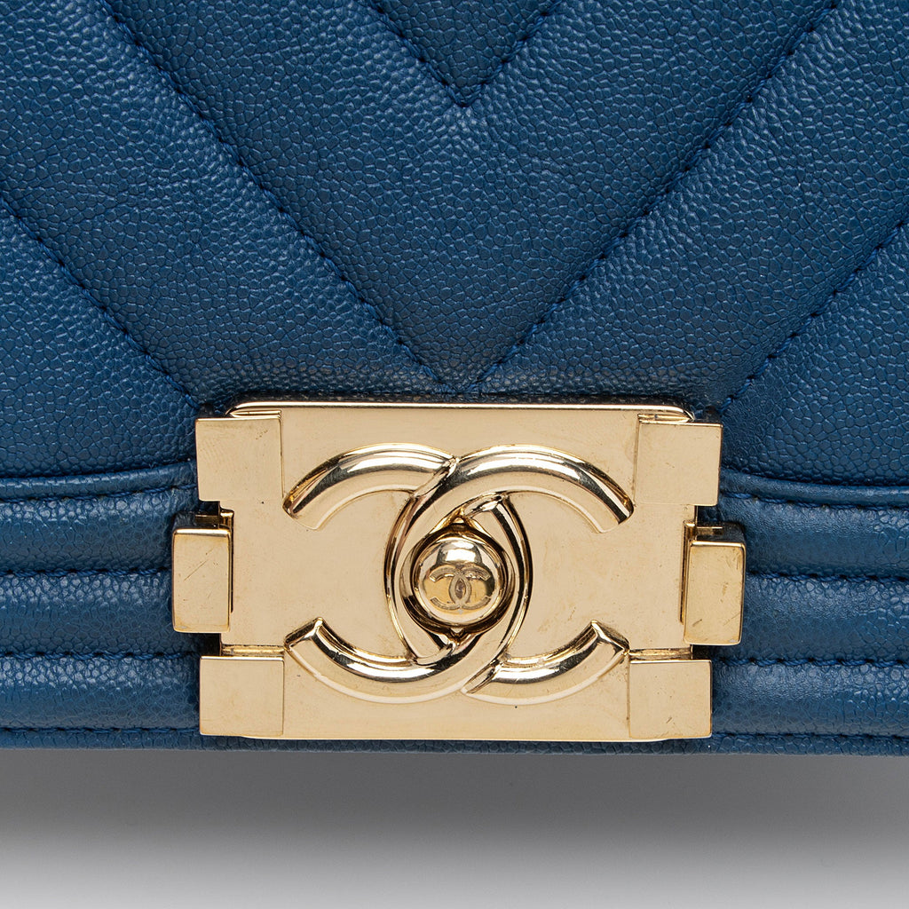 Chanel Chevron Caviar Leather Small Boy Bag