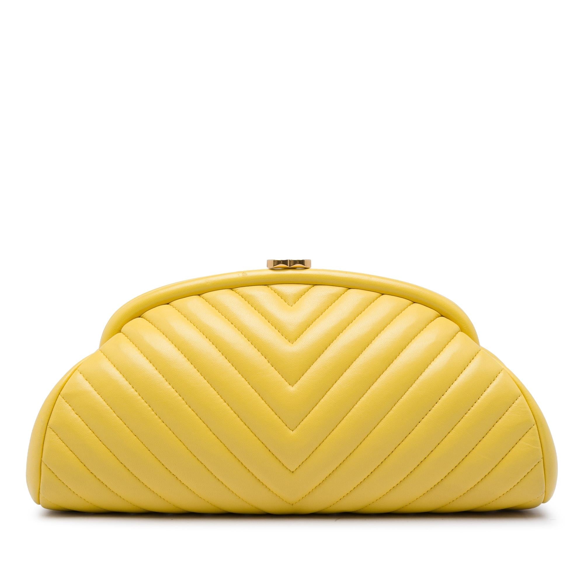 Chanel Chevron Lambskin Kisslock Clutch