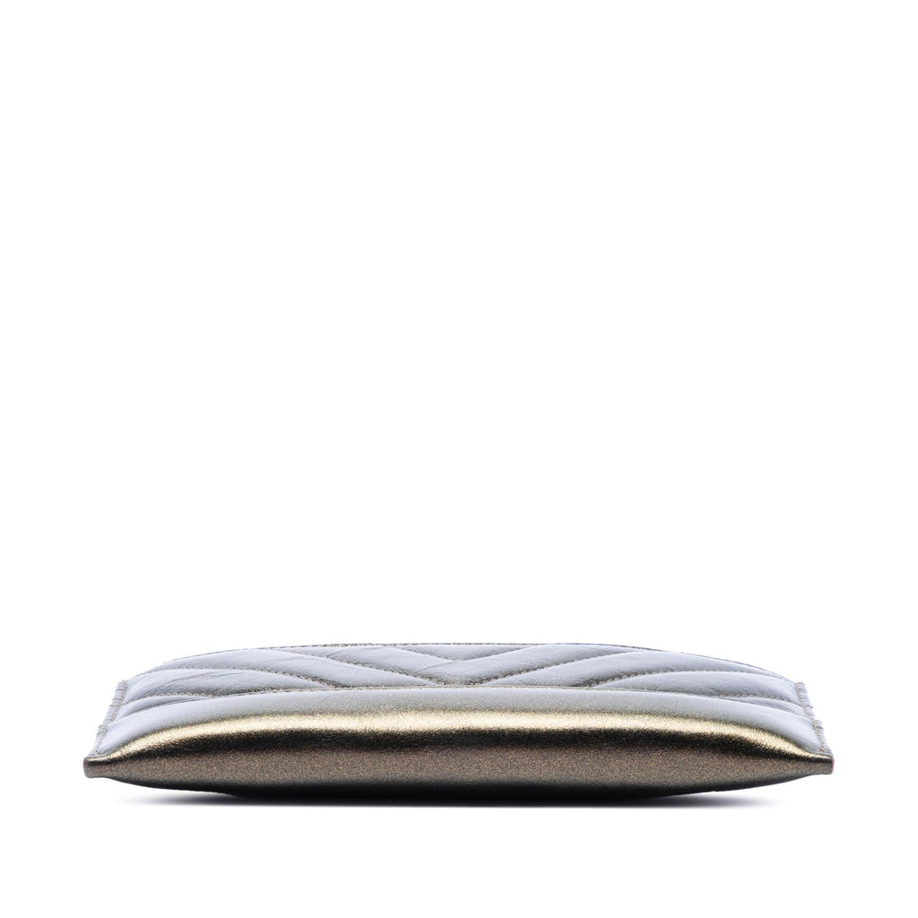 Chanel Chevron Metallic Aged Calfskin Gabrielle Zip Pouch