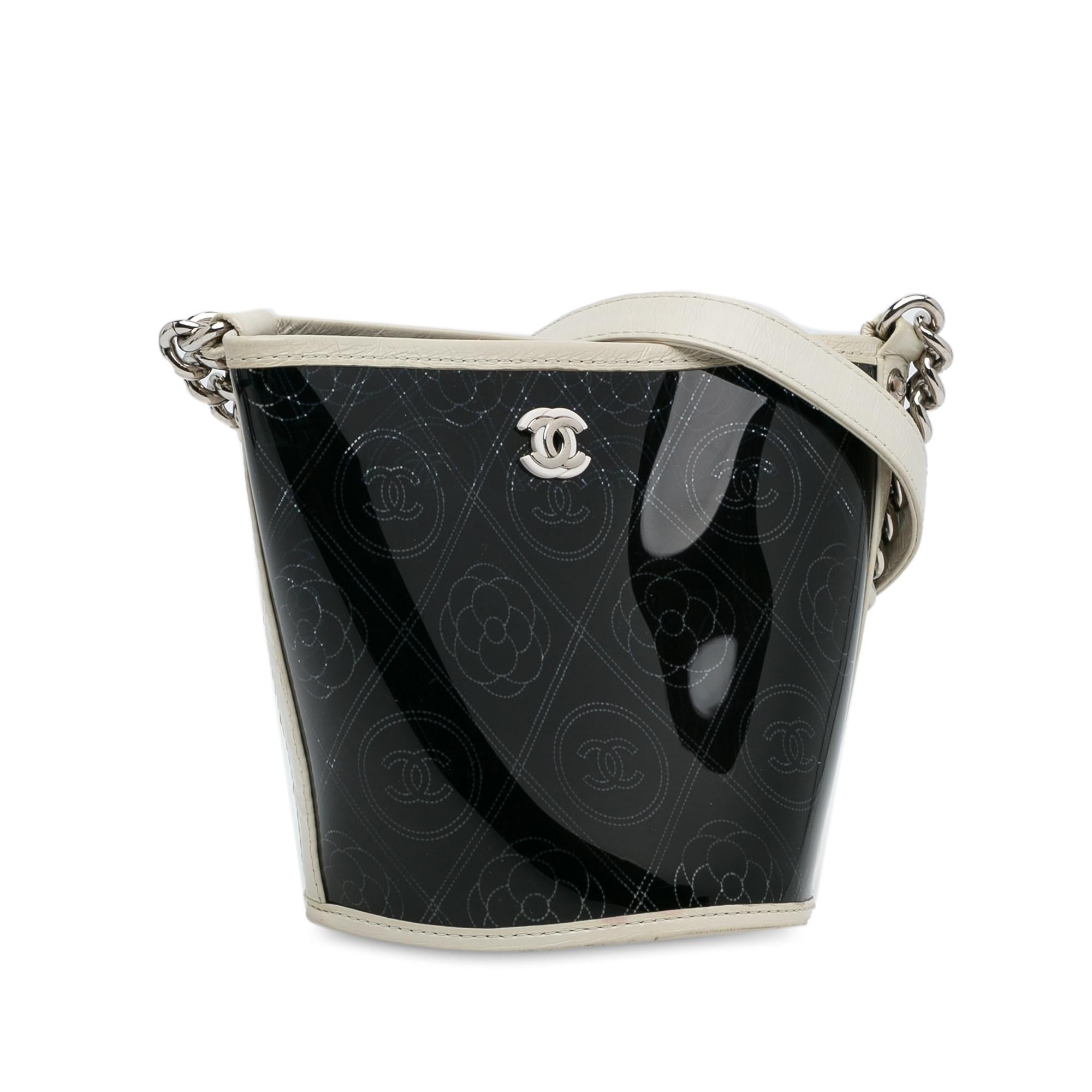 Chanel Crumpled Calfskin PVC Camellia Bucket (SHG-Z2KcYy)