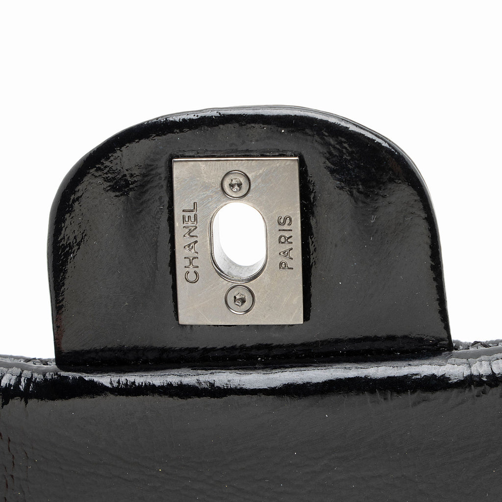 Chanel Crumpled Patent Leather Classic Medium Double Flap Bag