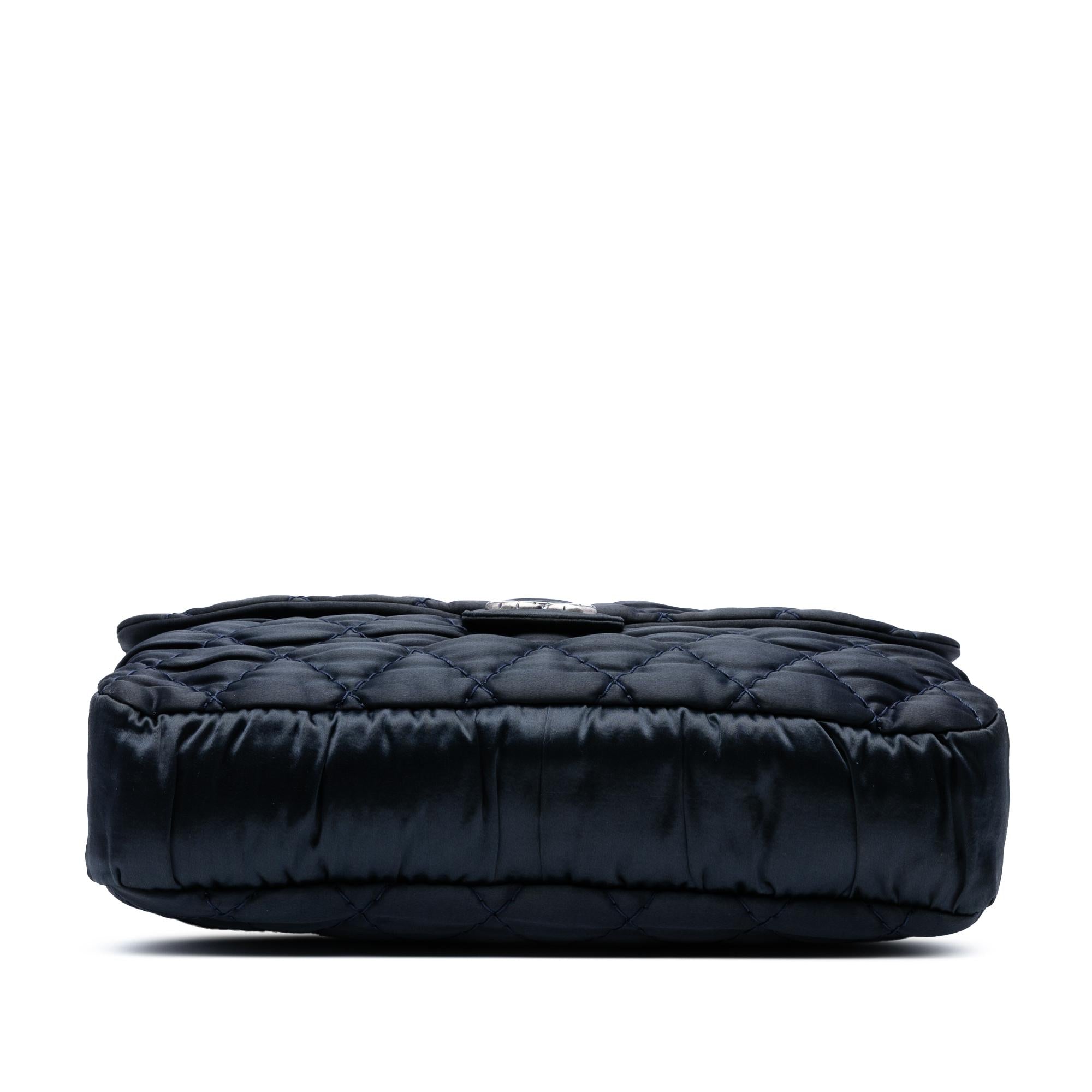 Chanel Extra Large CC Quilted Satin Single Flap