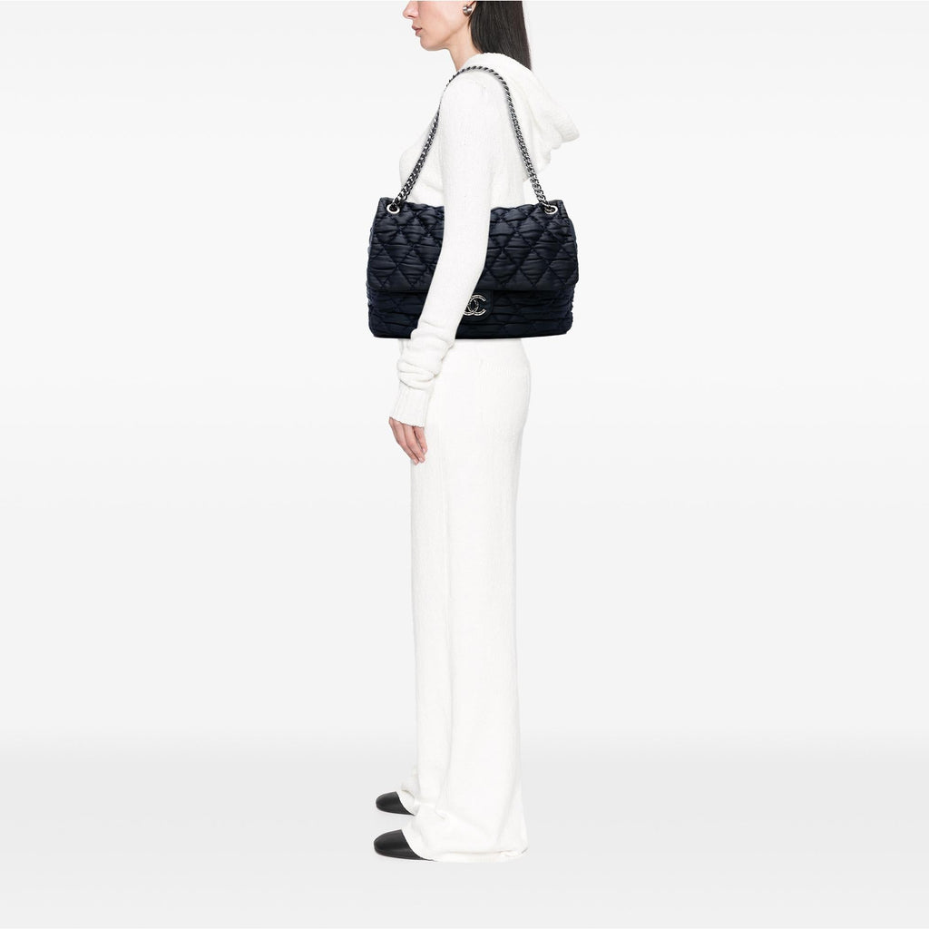 Chanel Extra Large CC Quilted Satin Single Flap