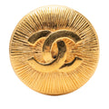 Chanel Gold Plated CC Round Brooch