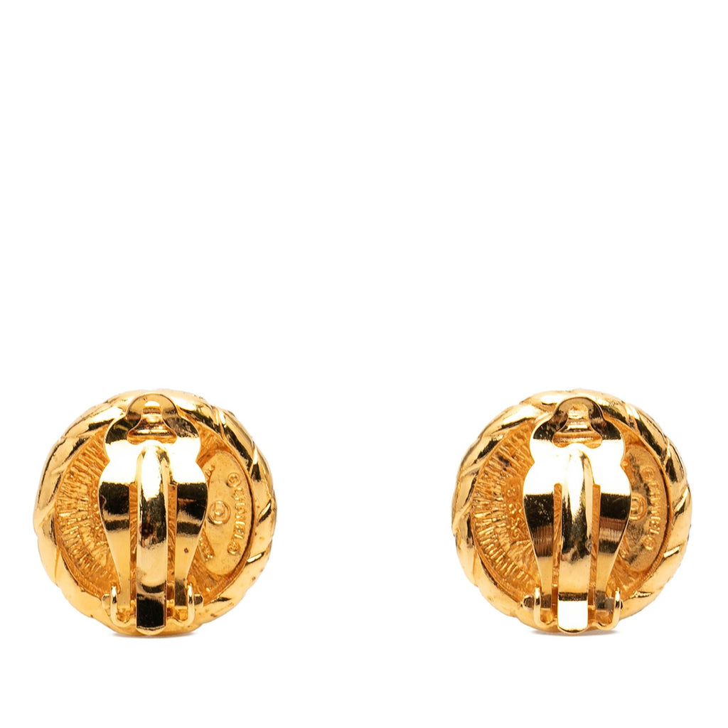 Chanel Gold Plated CC Round Clip On Earrings