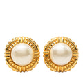 Chanel Gold Plated Faux Pearl Clip On Earrings