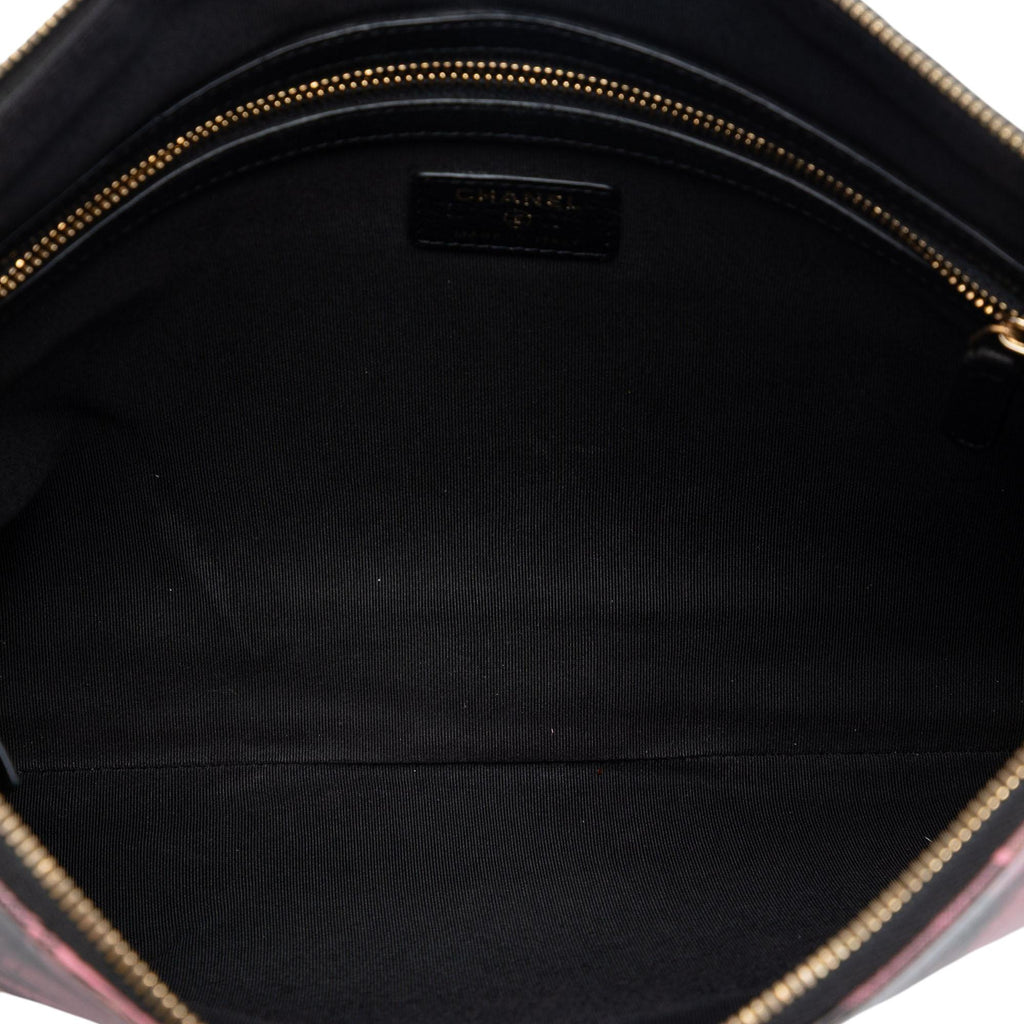 Chanel Large CC Quilted Calfskin Camellia Printed O Case Clutch
