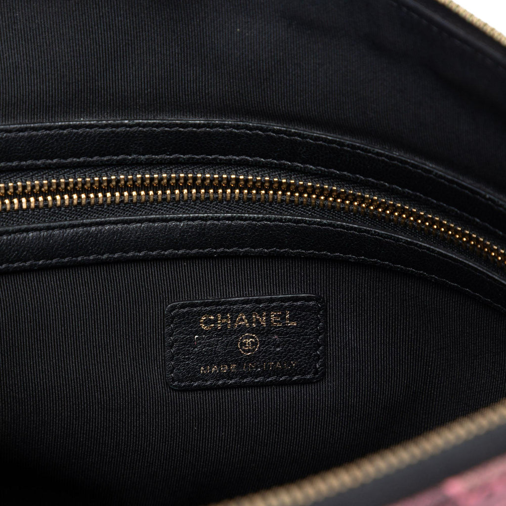Chanel Large CC Quilted Calfskin Camellia Printed O Case Clutch