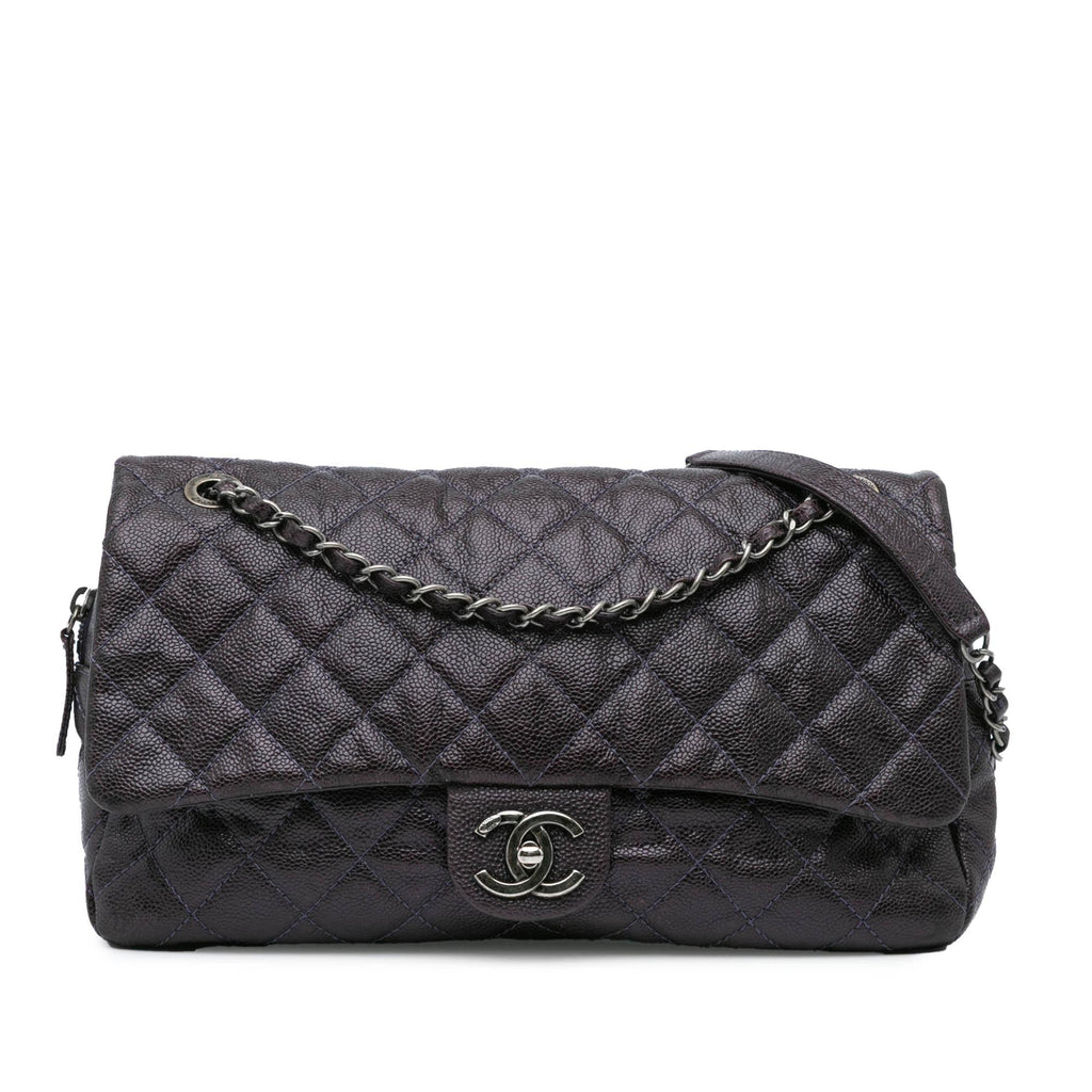 Chanel Large Classic Caviar Easy Zip Flap