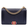 Chanel Large Lambskin Embossed Boy Cube Flap
