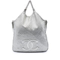 Chanel Large Metallic Glazed Calfskin Perforated Rodeo Drive Satchel