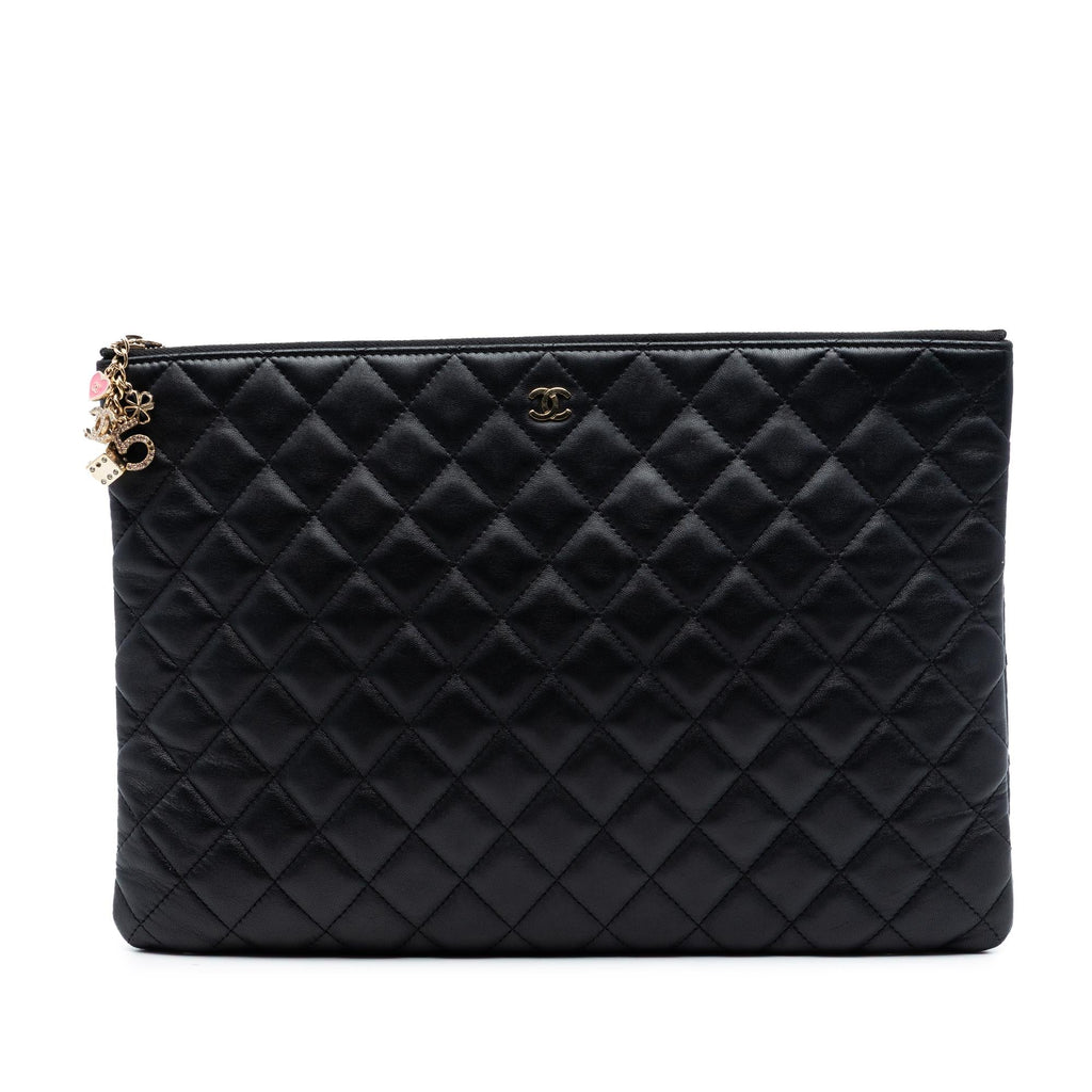 Chanel Large Quilted Lambskin Casino Charms O Case Clutch