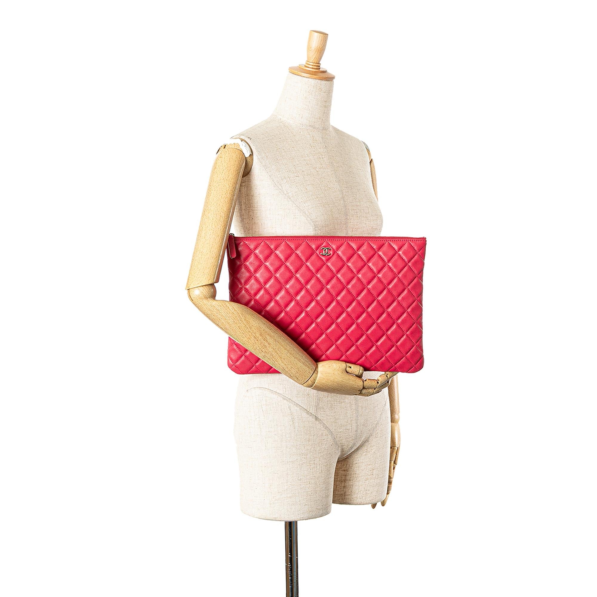 Chanel Large Quilted Lambskin O Case Clutch