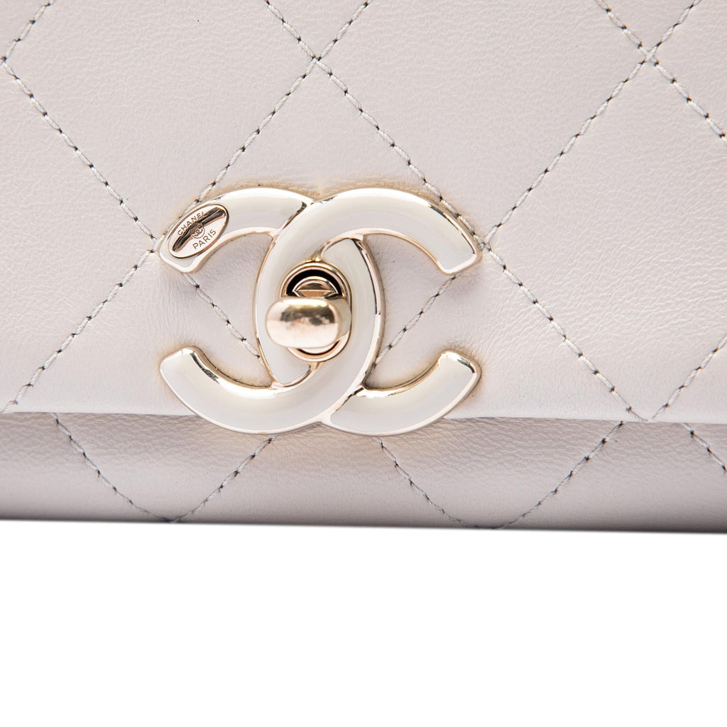 Chanel Large Quilted Lambskin Twist Chain Enamel CC Flap