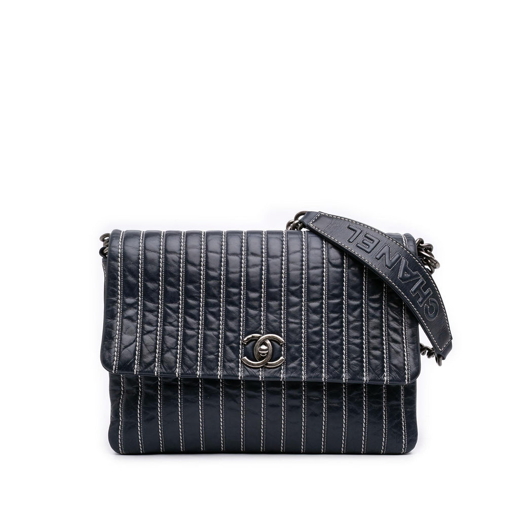 Chanel Large Vertical Quilted Lambskin Stitched Single Flap