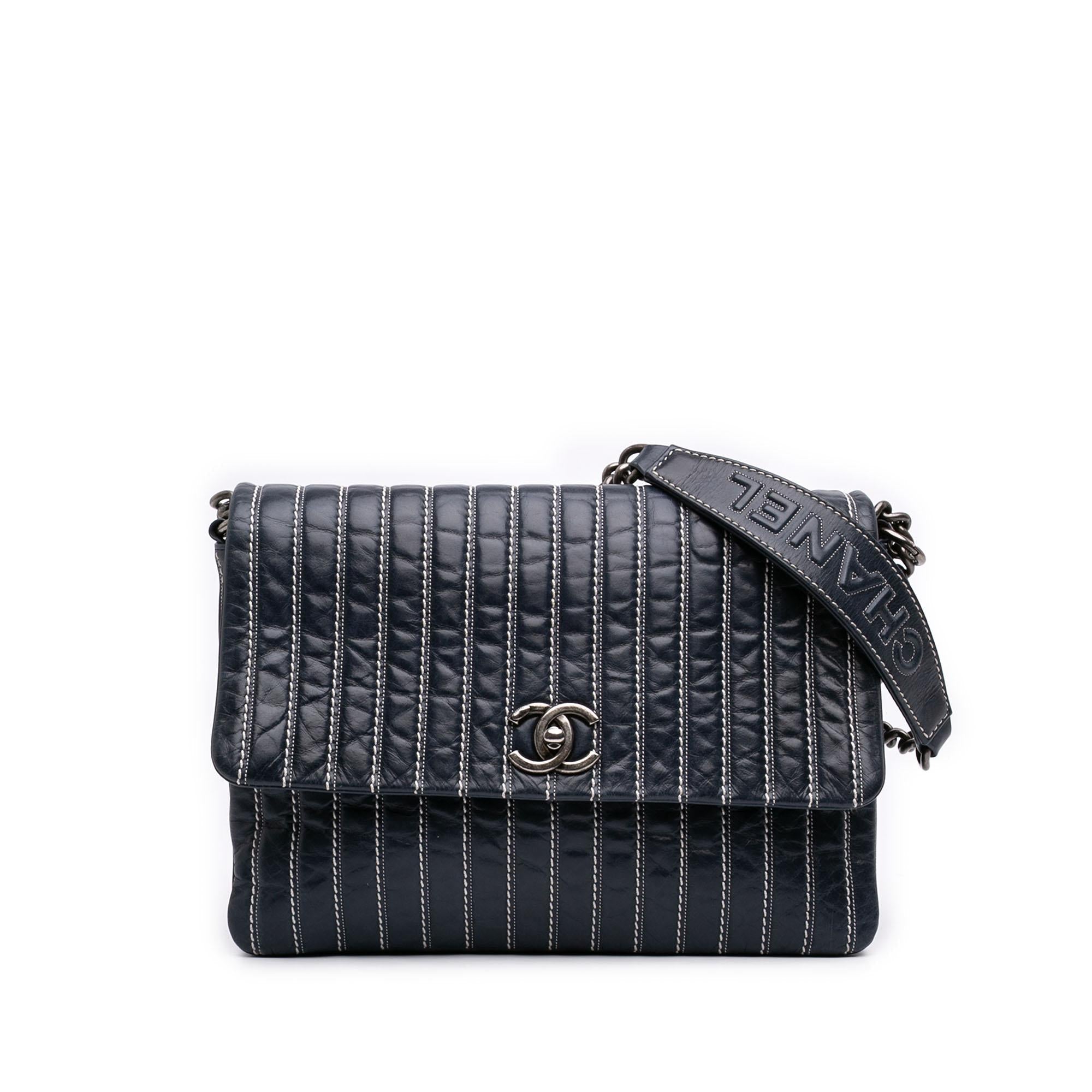 Chanel Large Vertical Quilted Lambskin Stitched Single Flap
