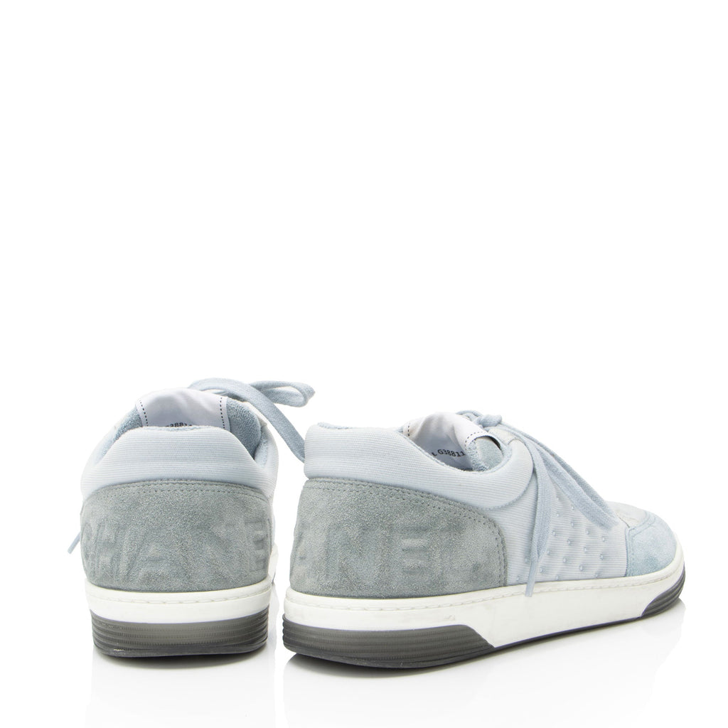 Chanel Suede Studded Logo Sneakers - Size 9.5 / 39.5