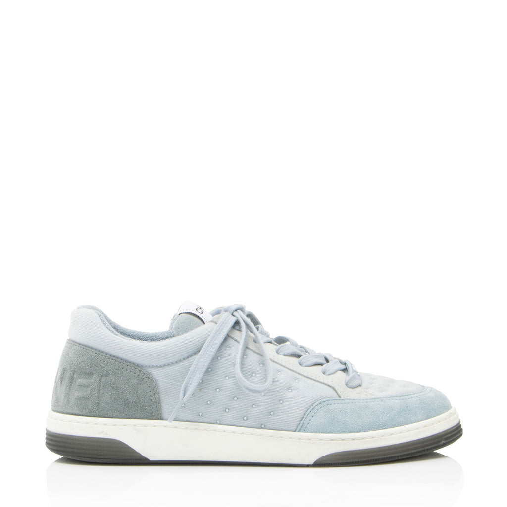 Chanel Suede Studded Logo Sneakers - Size 9.5 / 39.5