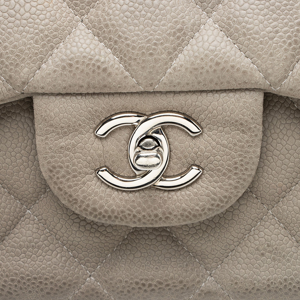 Chanel Matte Caviar Leather Classic Jumbo Double Flap Bag