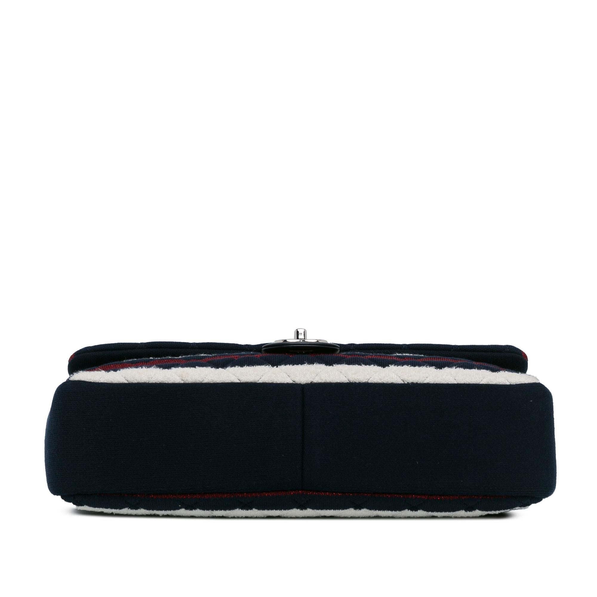 Chanel Maxi Multicolor Stripe Jersey Rope Flap (SHG-qrO2iH)