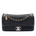 Chanel Medium Chevron Wrinkled Calfskin Medallion Charm Flap