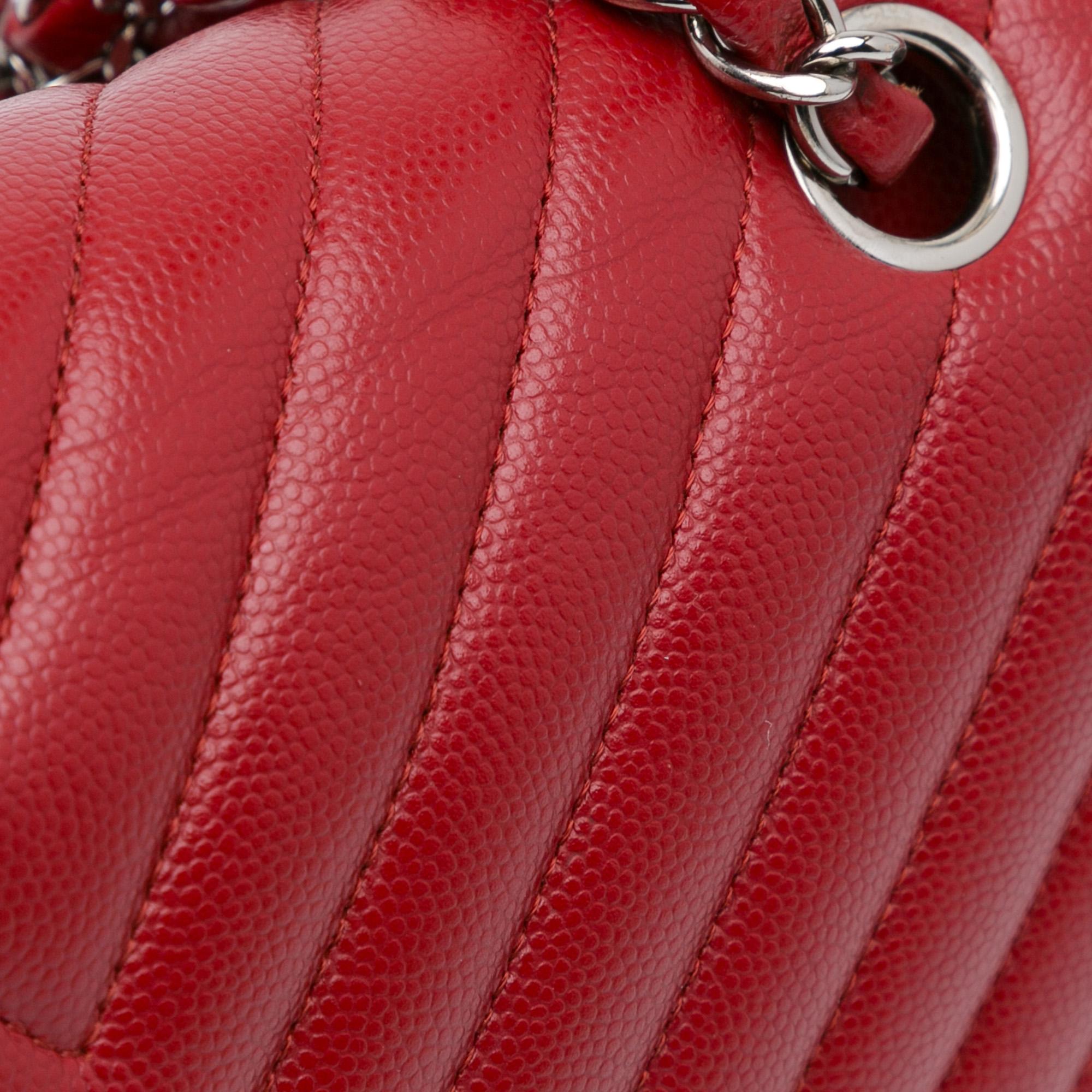 Chanel Medium Classic Chevron Caviar Double Flap