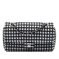 Chanel Medium Classic Ribbon and Tweed Logo Double Flap