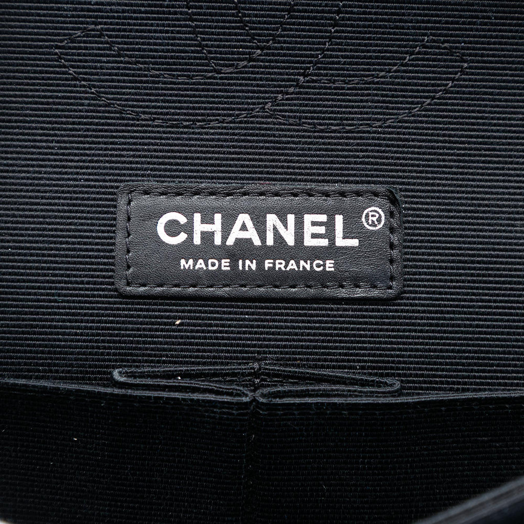 Chanel Medium Classic Ribbon and Tweed Logo Double Flap