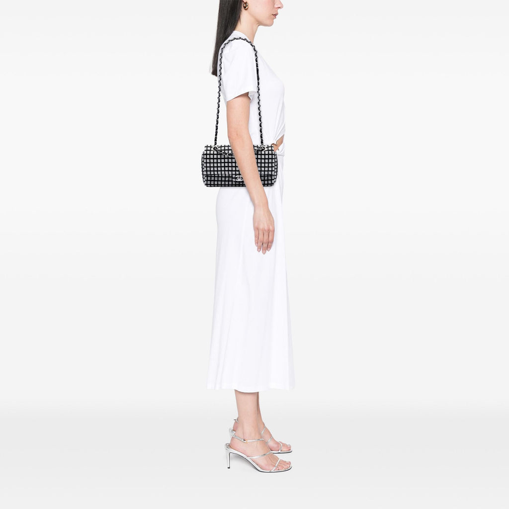 Chanel Medium Classic Ribbon and Tweed Logo Double Flap