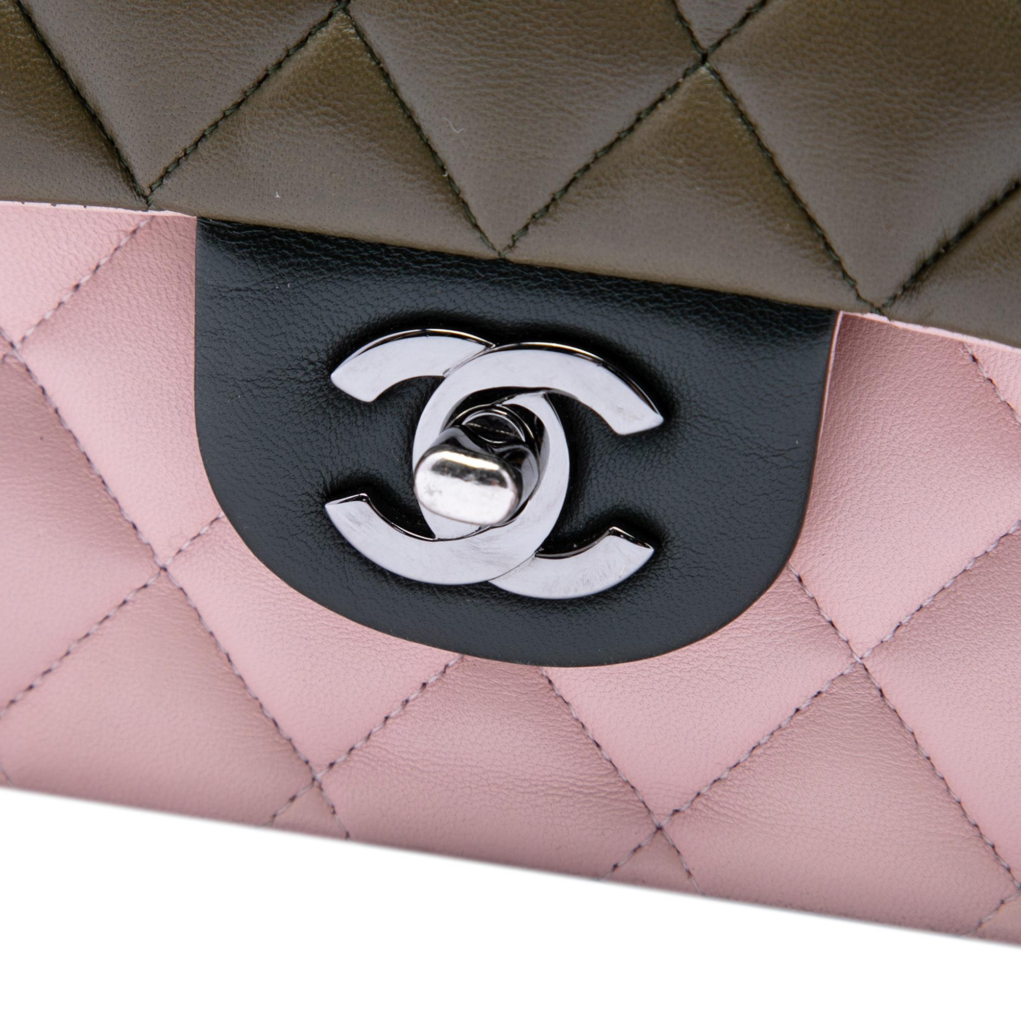 Chanel Medium Classic Tricolor Lambskin Double Flap