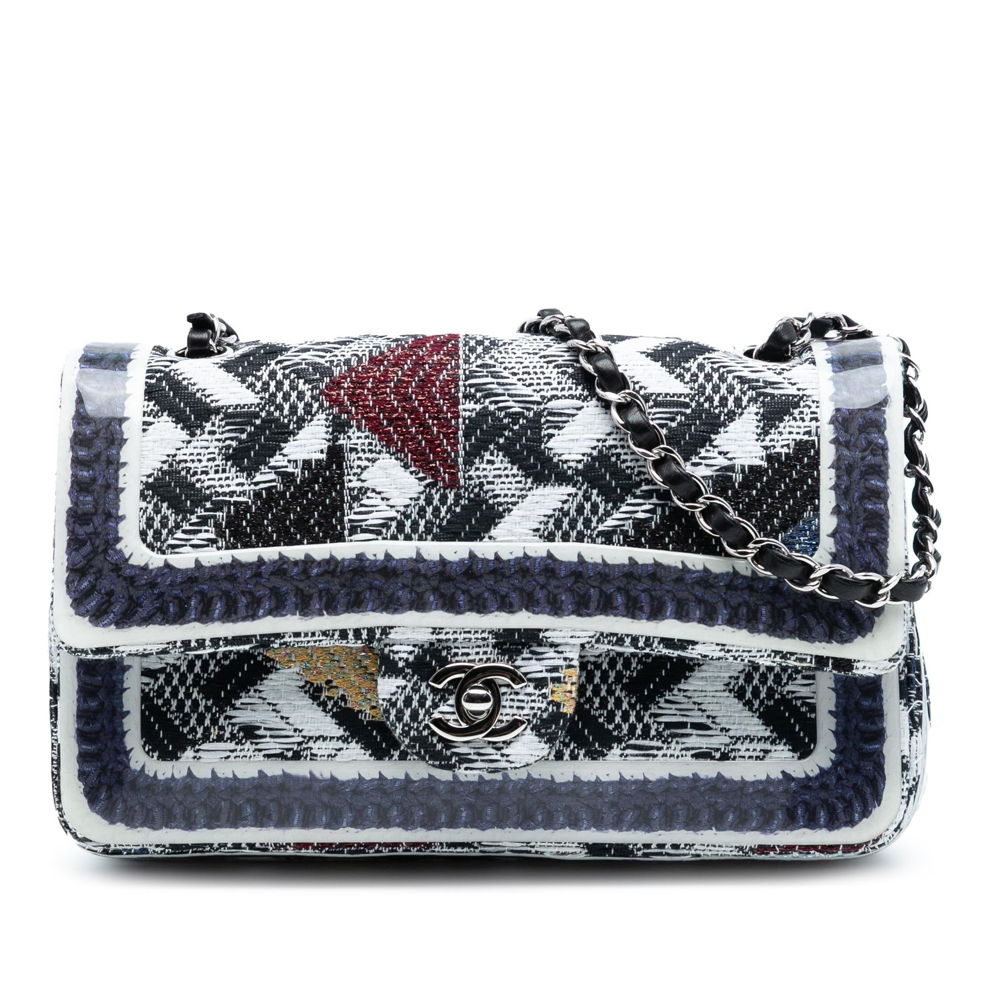Chanel Medium Classic Tweed and Silicone Double Flap