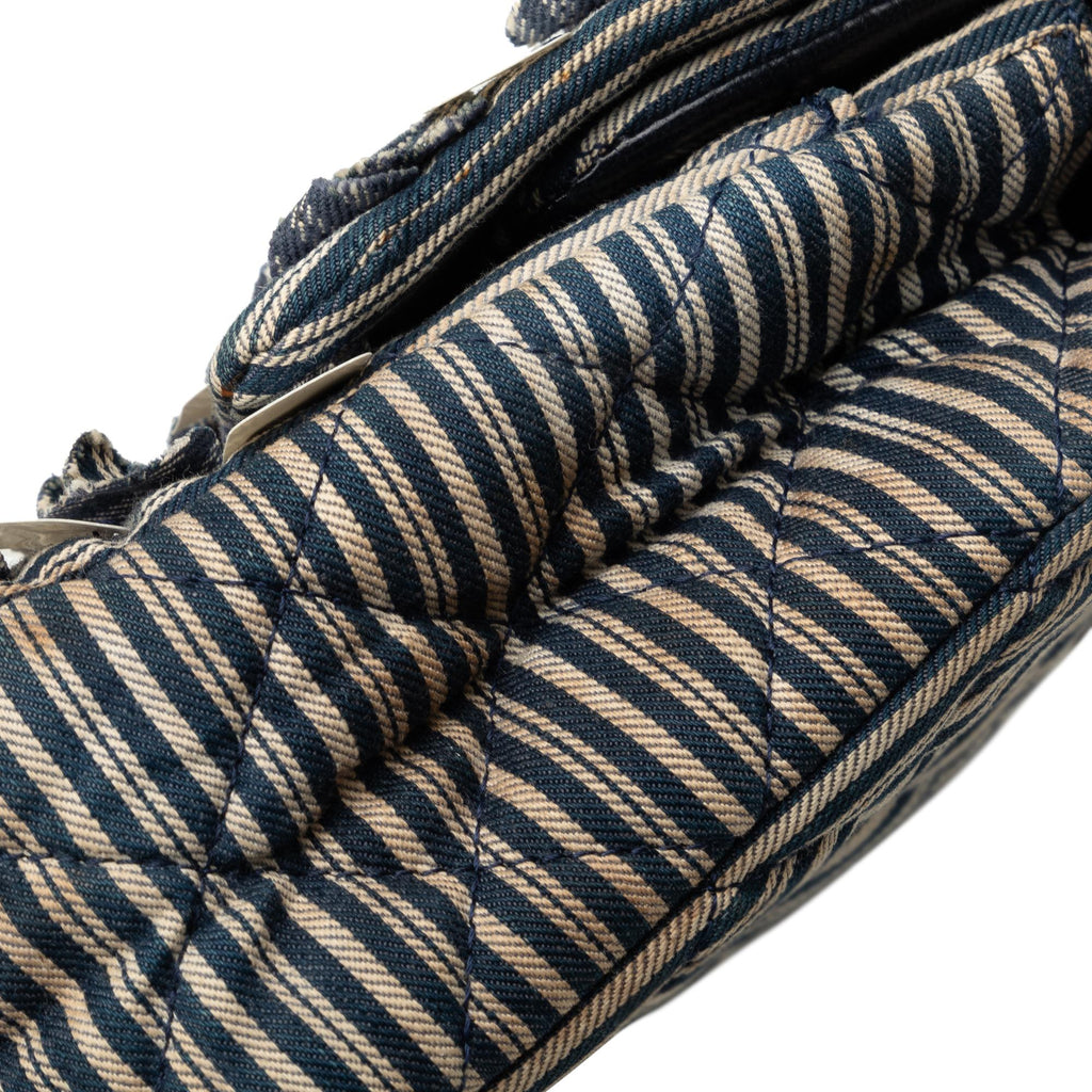 Chanel Medium Cotton Striped Double Flap (SHG-TDyWsX)