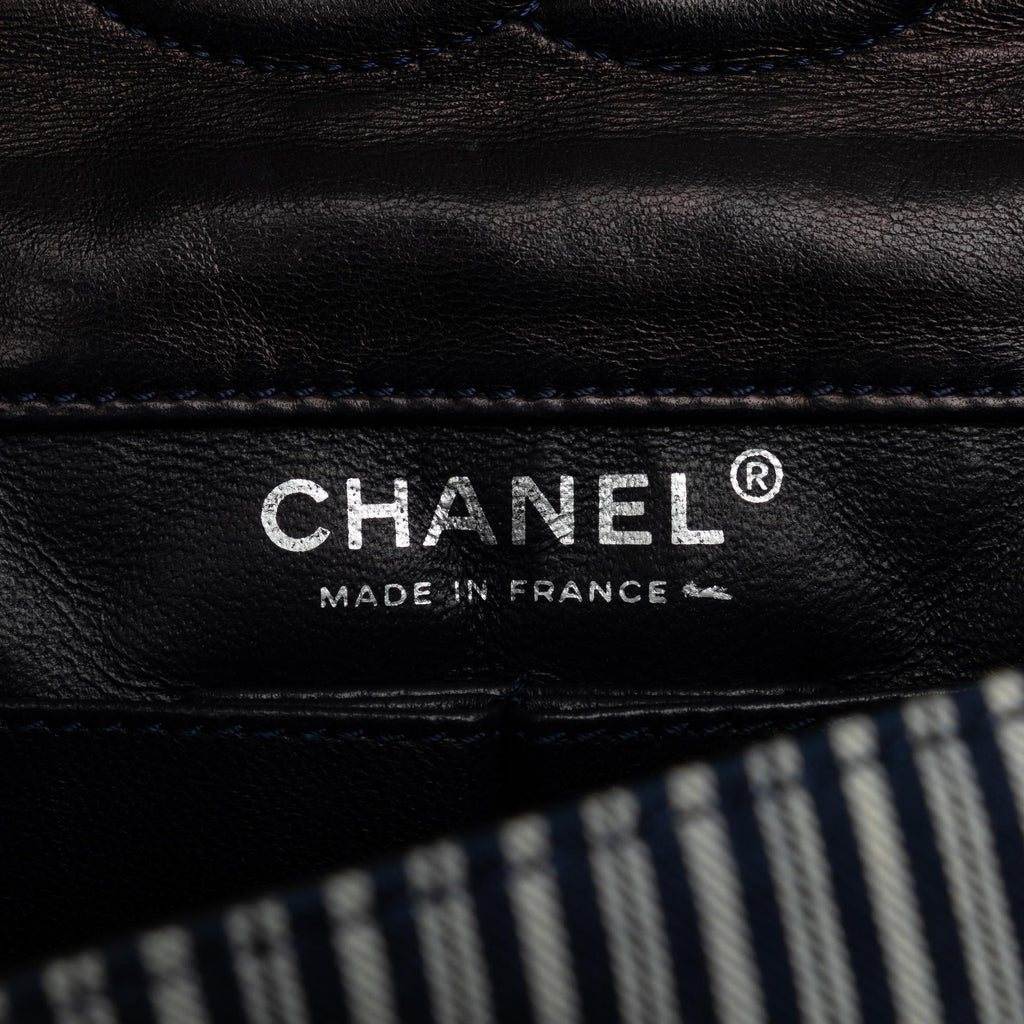 Chanel Medium Cotton Striped Double Flap (SHG-H6a1oN)