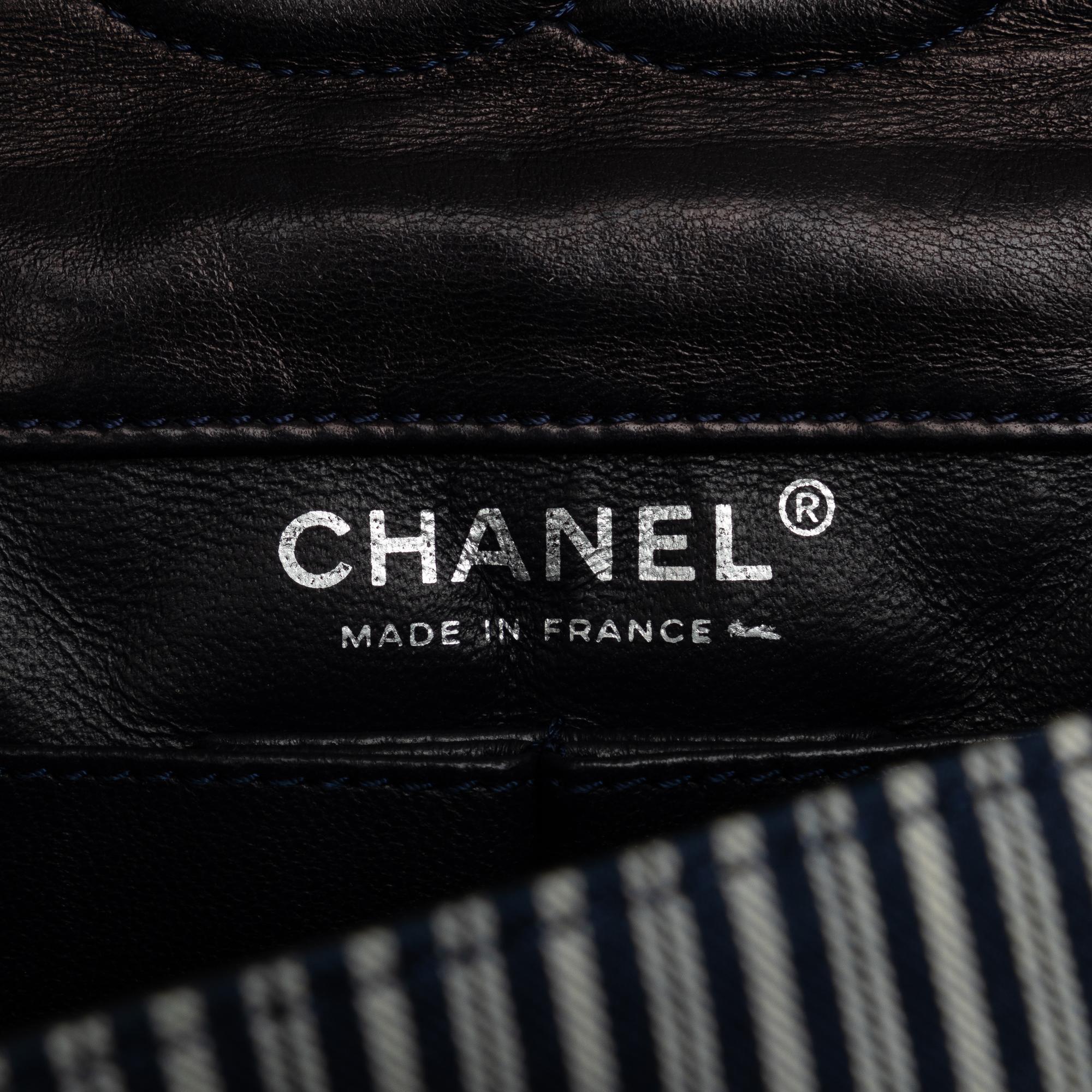 Chanel Medium Cotton Striped Double Flap