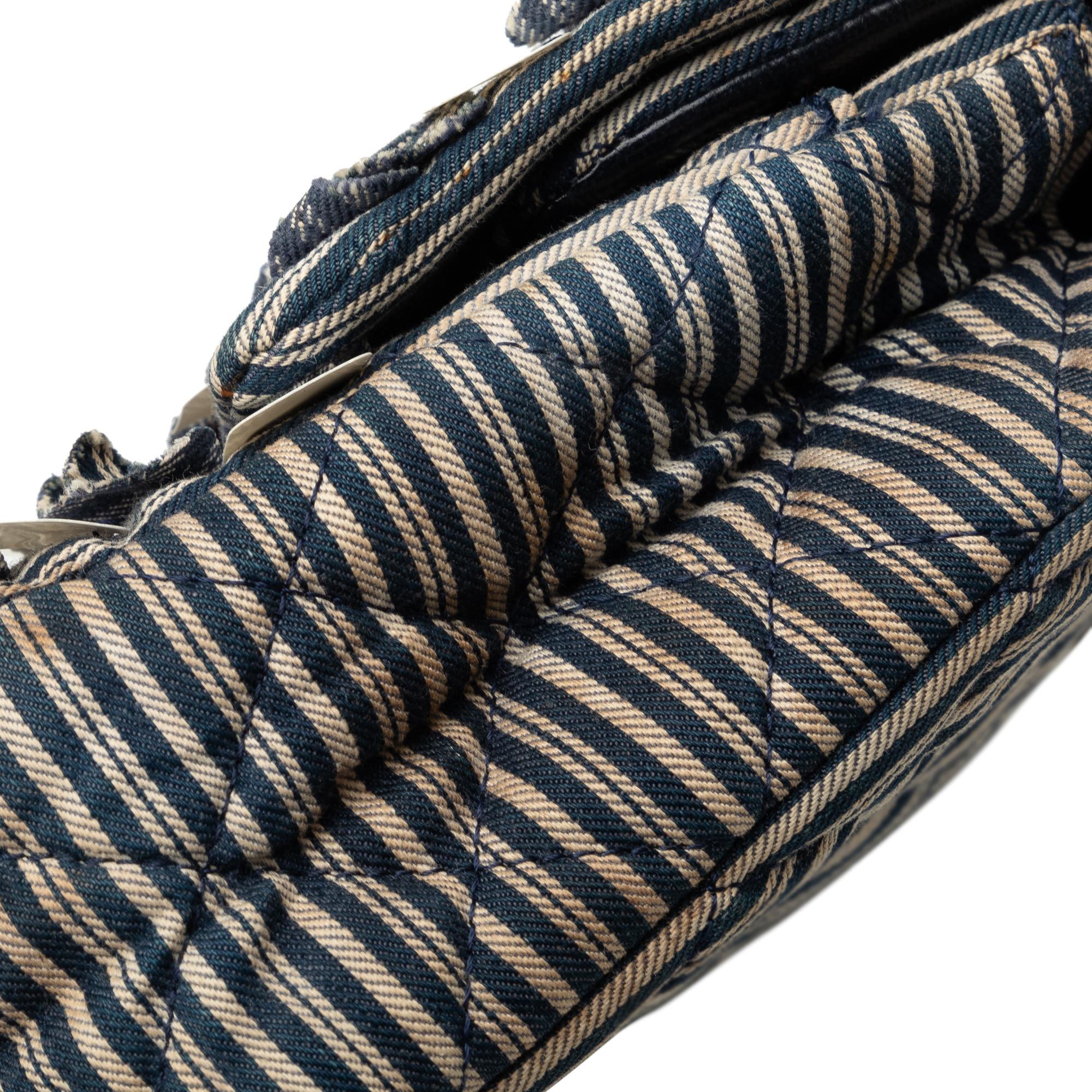 Chanel Medium Cotton Striped Double Flap