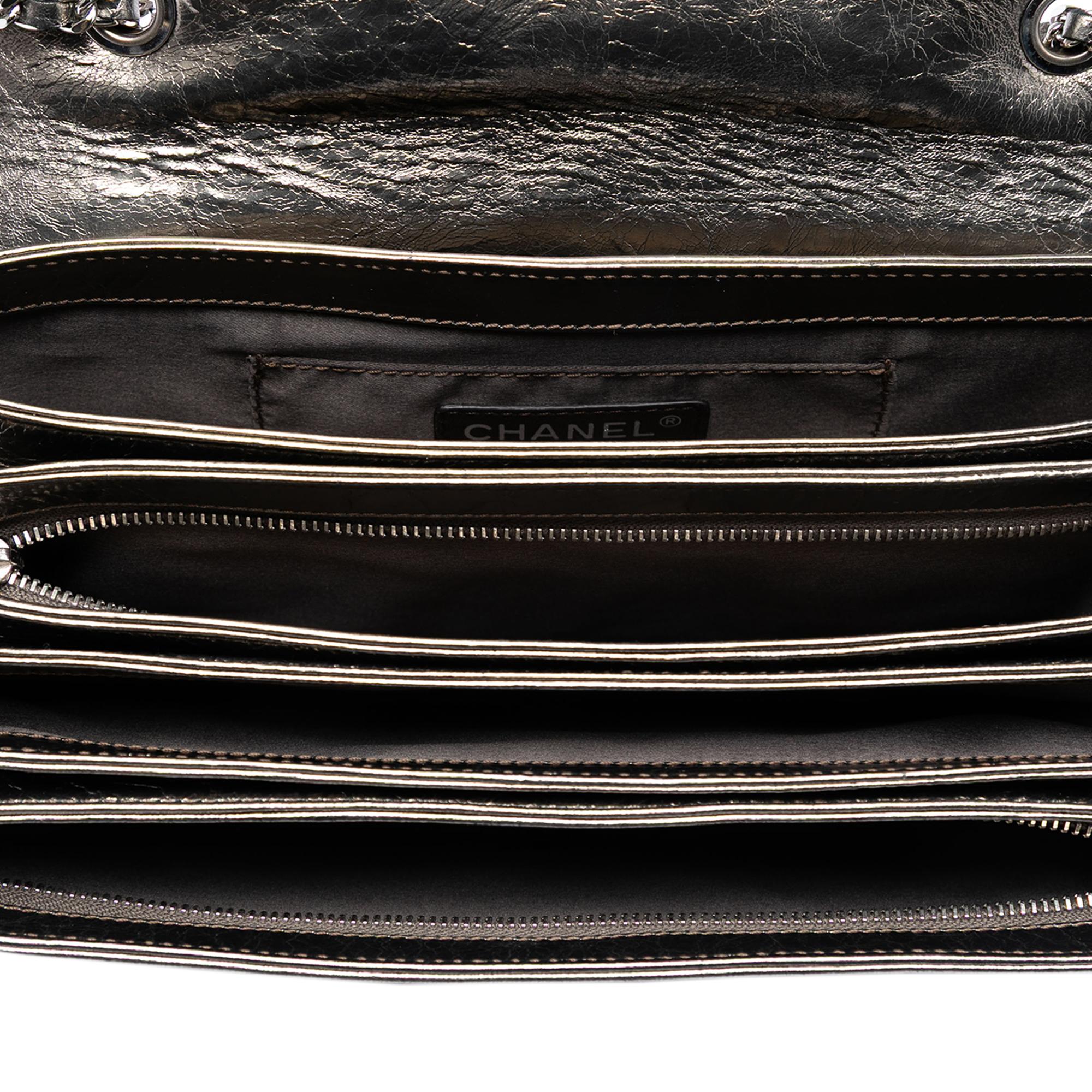 Chanel Medium Metallic Crackled Calfskin Clams Pocket Flap