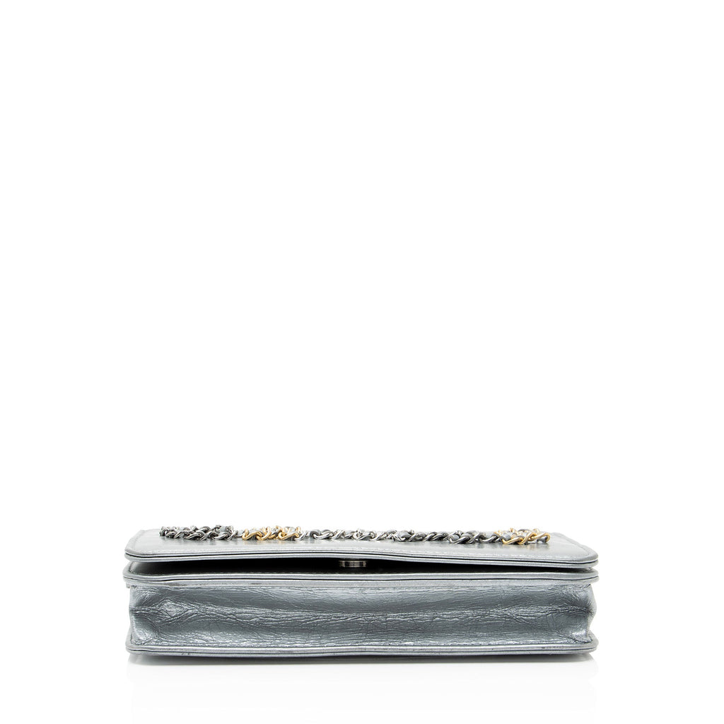 Chanel Metallic Lambskin Written In Chain Wallet on Chain