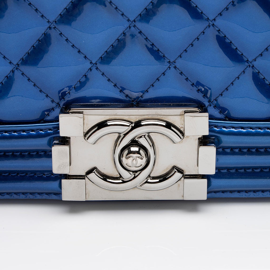 Chanel Metallic Patent Leather Old Medium Boy Bag