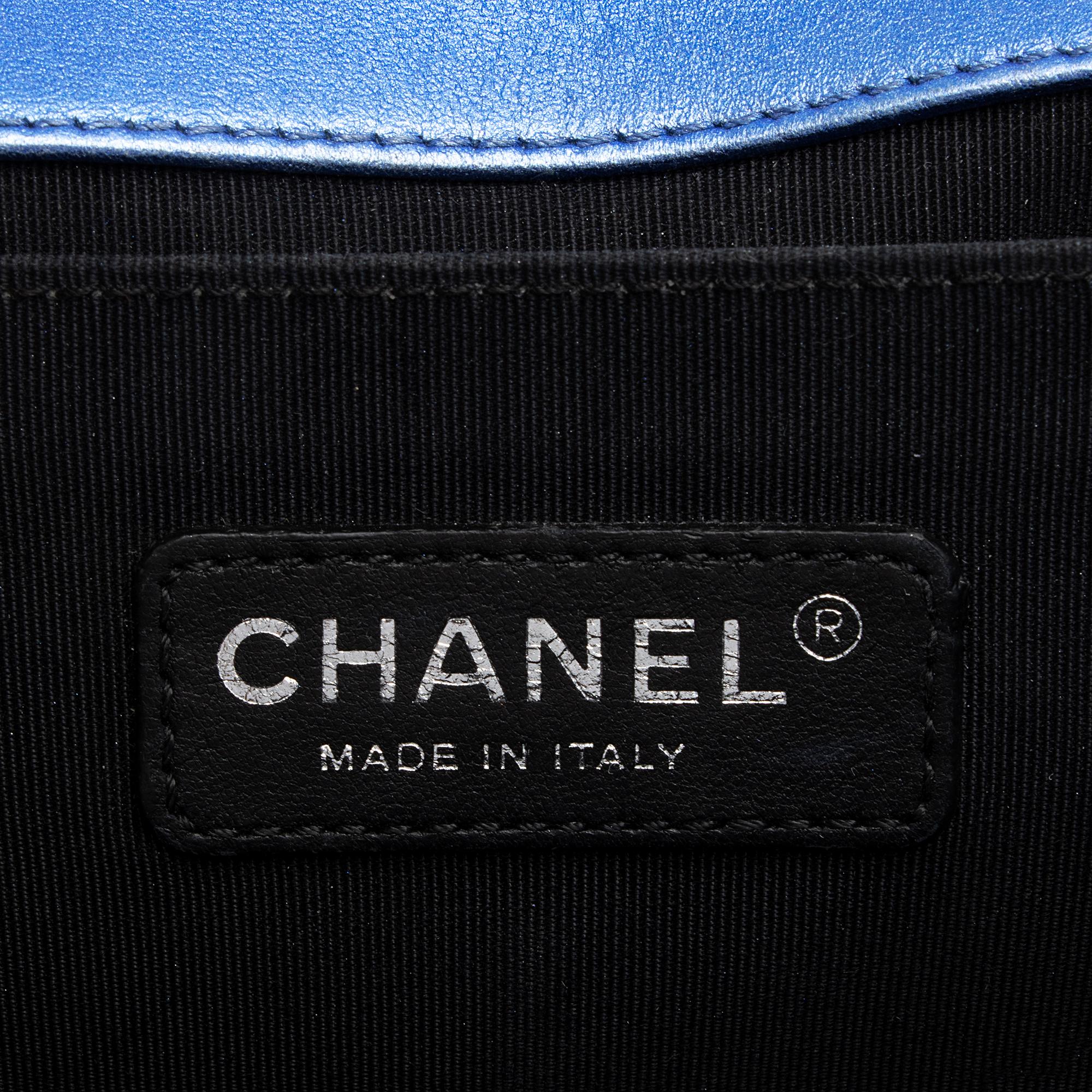 Chanel Metallic Patent Leather Old Medium Boy Bag