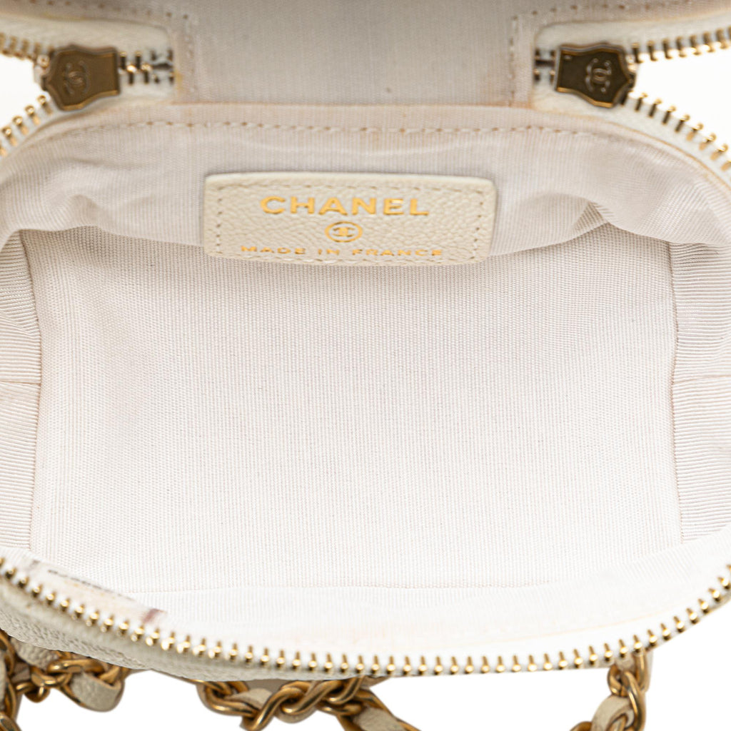 Chanel Mini Caviar Chain Zip Around Vanity Case