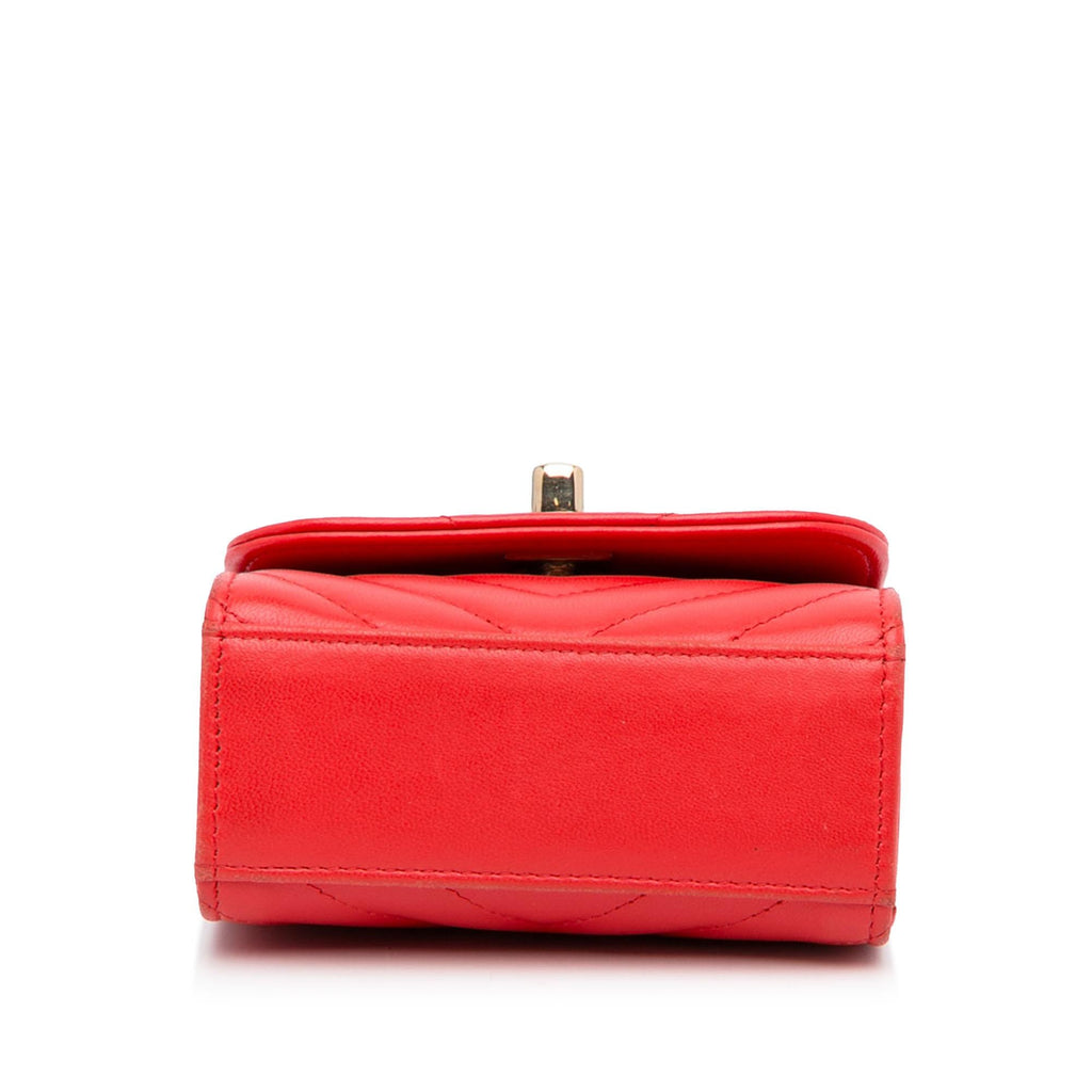 Chanel Mini Chevron Lambskin Trendy CC Chain Wallet