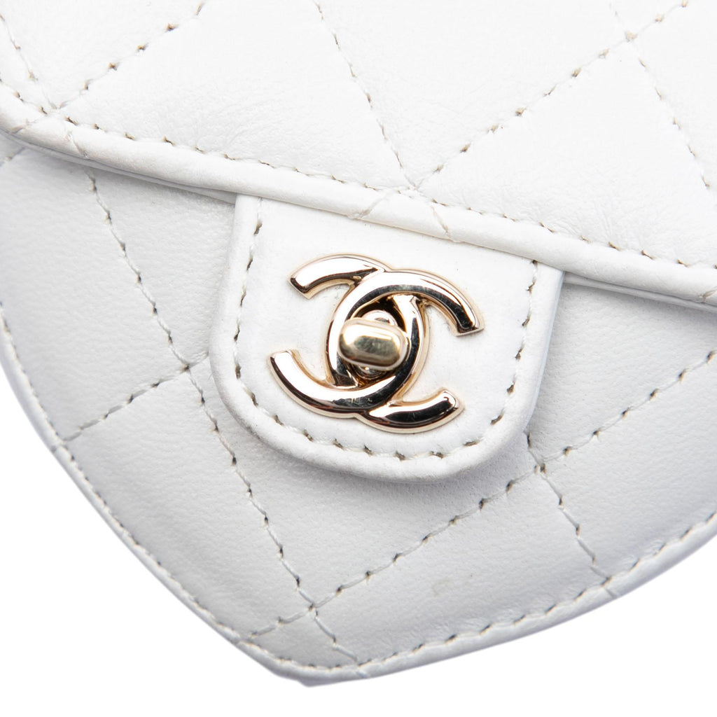 Chanel Mini Quilted Lambskin CC in Love Heart Necklace Bag
