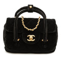 Chanel Mini Quilted Velvet Top Handle Flap