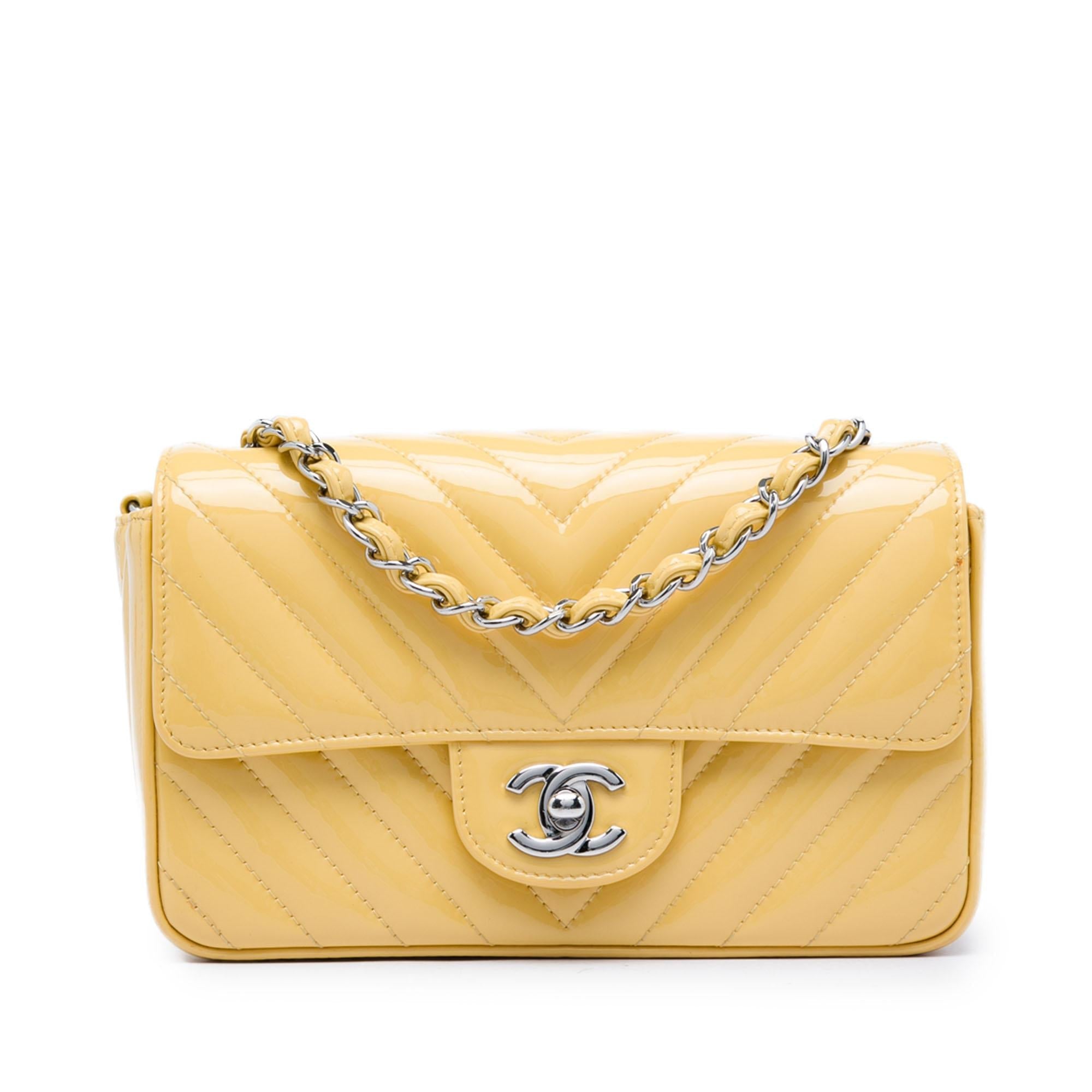 Chanel Mini Rectangular Classic Chevron Patent Single Flap