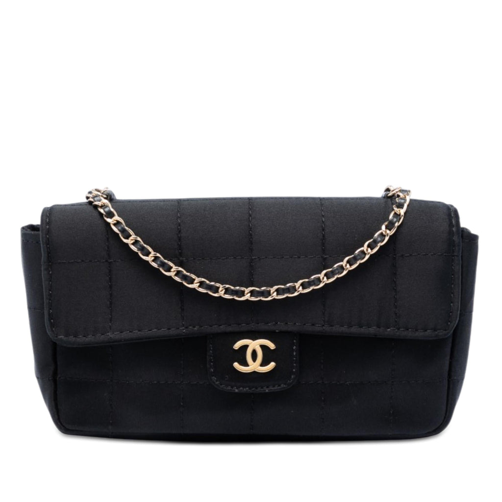 Chanel Mini Square Chocolate Bar Satin Single Flap
