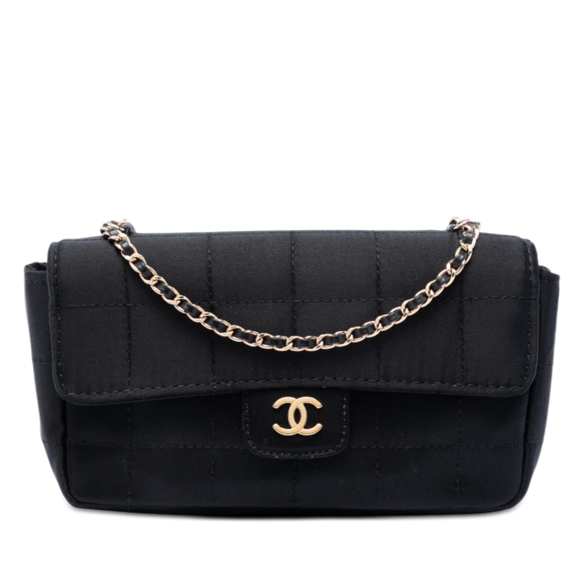 Chanel Mini Square Chocolate Bar Satin Single Flap