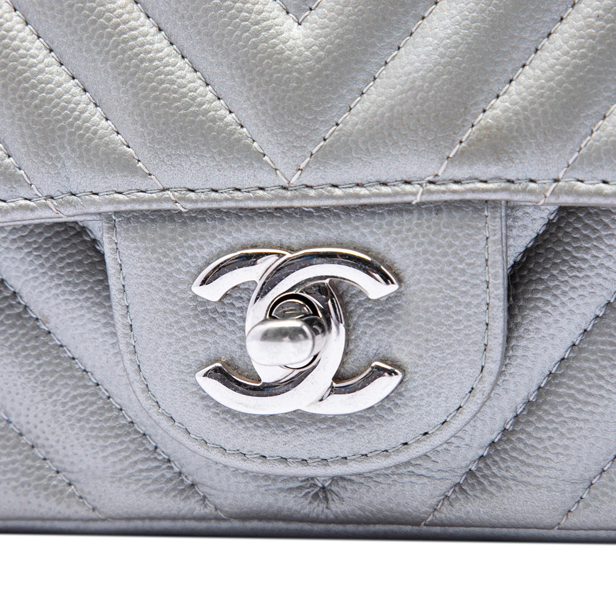 Chanel Mini Square Classic Chevron Caviar Single Flap