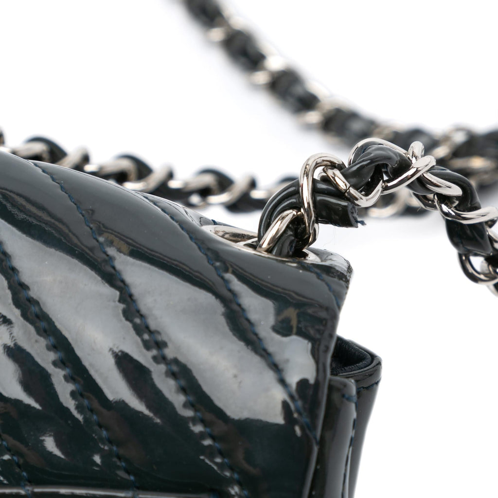 Chanel Mini Square Classic Chevron Patent Flap