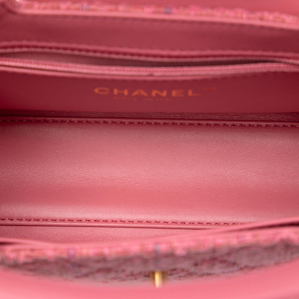 Chanel Nano Quilted Tweed Kelly Shopper Bag