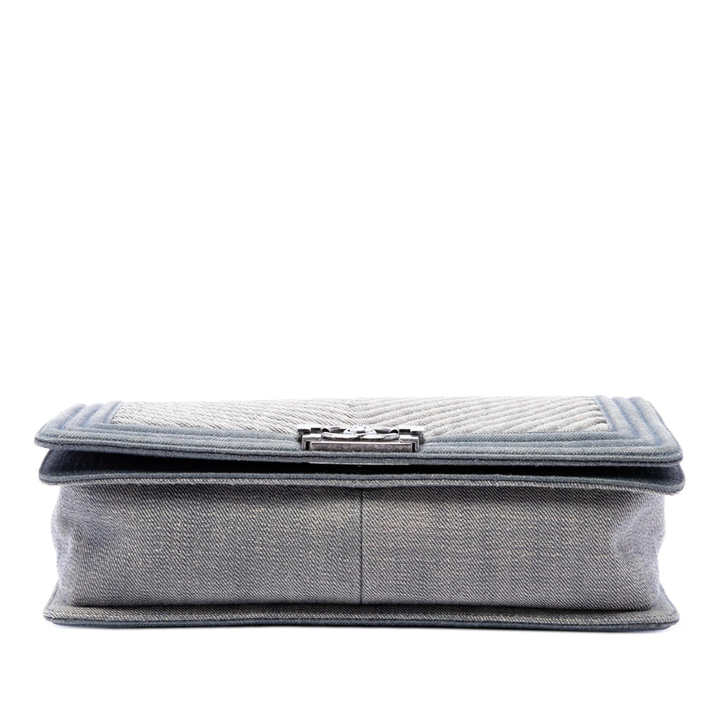 Chanel Old Medium Chevron Denim Boy Flap